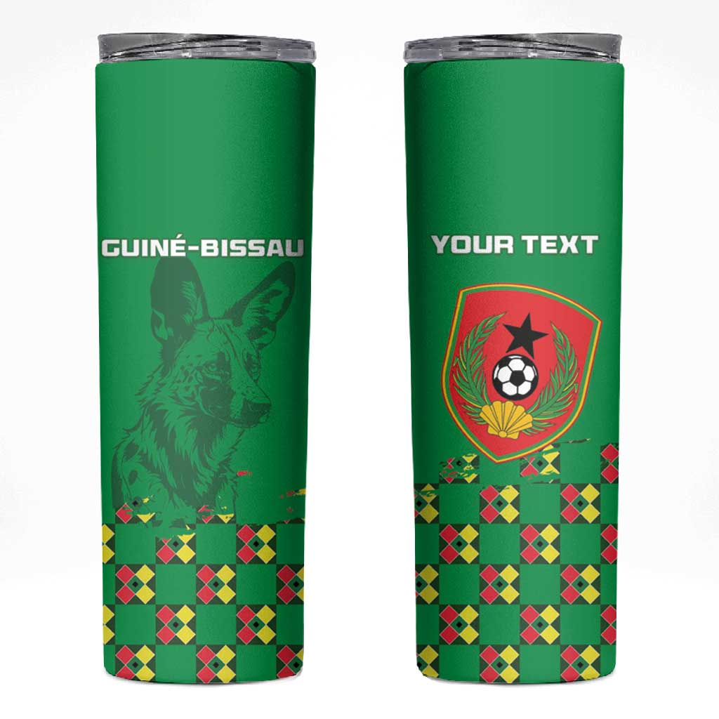 Custom Guinea Bissau Football Skinny Tumbler African Wild Dog - Go Djurtus LT15