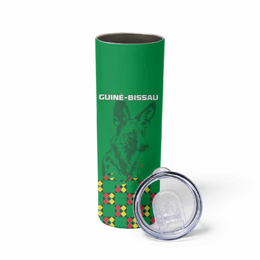 Custom Guinea Bissau Football Skinny Tumbler African Wild Dog - Go Djurtus LT15