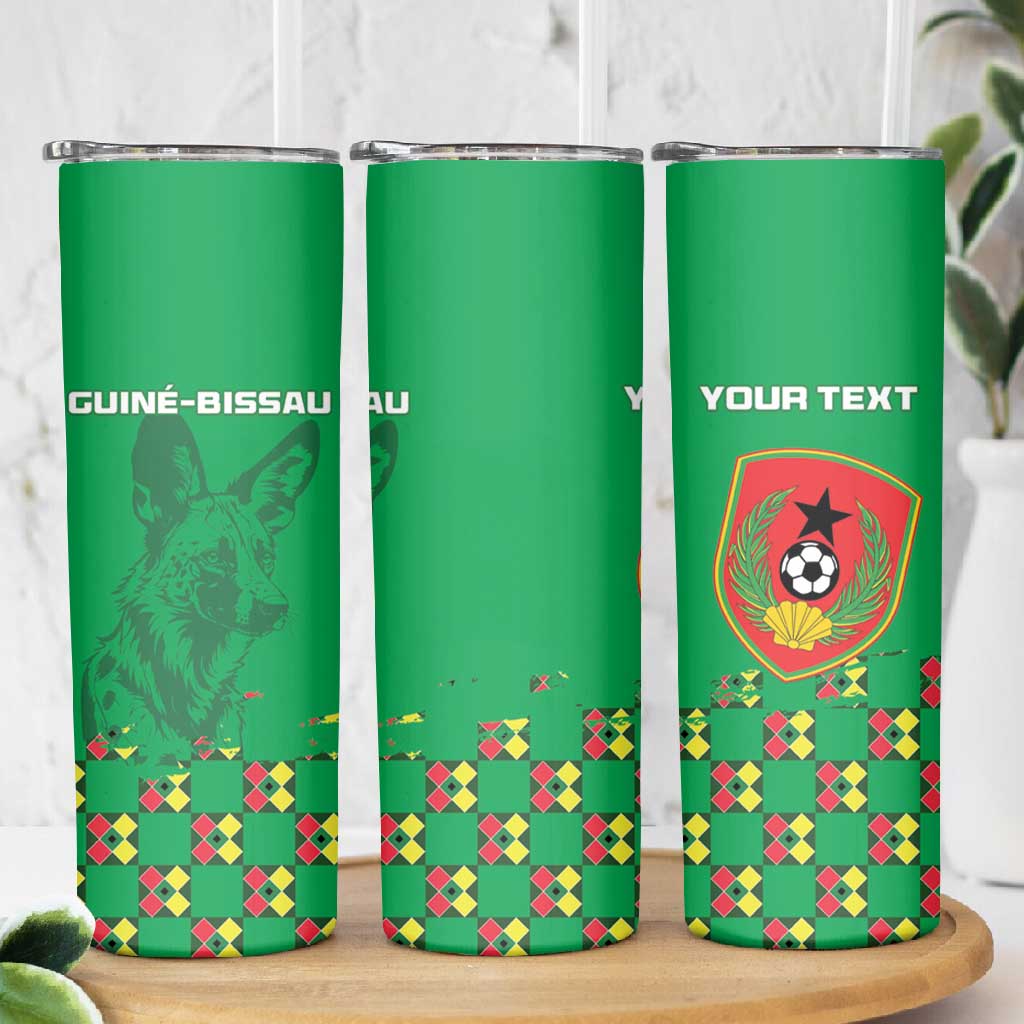 Custom Guinea Bissau Football Skinny Tumbler African Wild Dog - Go Djurtus LT15