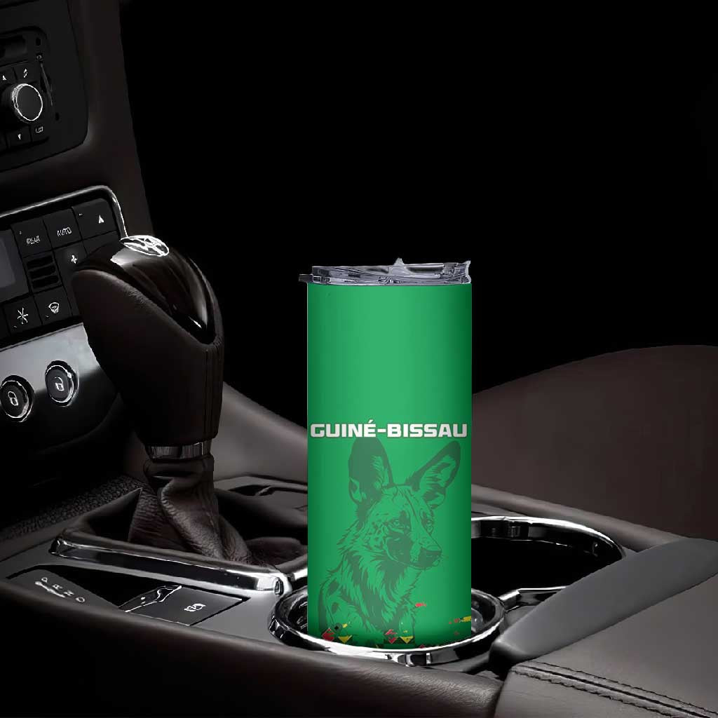 Custom Guinea Bissau Football Skinny Tumbler African Wild Dog - Go Djurtus LT15