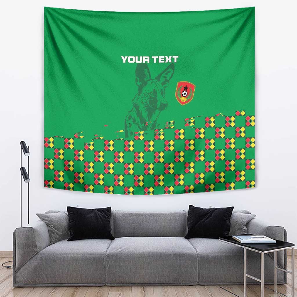 Custom Guinea Bissau Football Tapestry African Wild Dog - Go Djurtus LT15