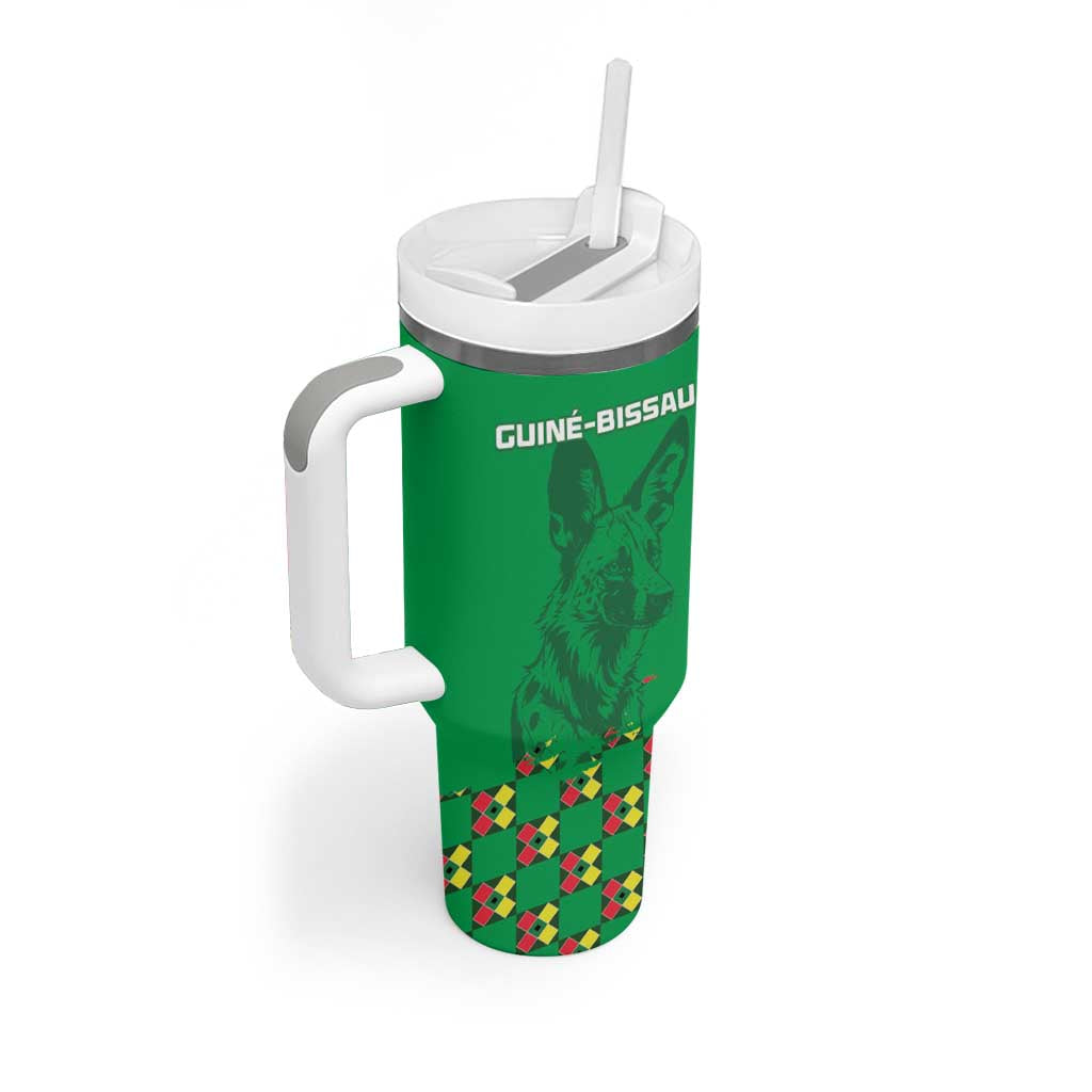 Custom Guinea Bissau Football Tumbler With Handle African Wild Dog - Go Djurtus LT15