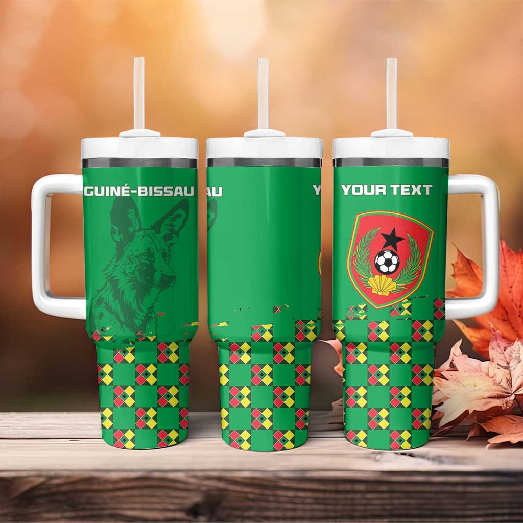 Custom Guinea Bissau Football Tumbler With Handle African Wild Dog - Go Djurtus LT15