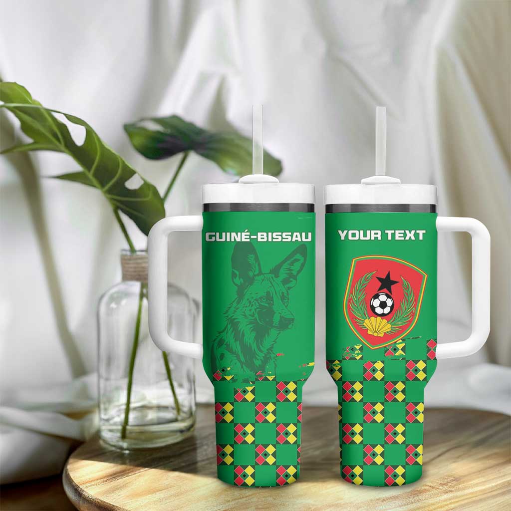 Custom Guinea Bissau Football Tumbler With Handle African Wild Dog - Go Djurtus LT15