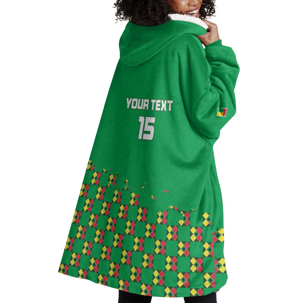 Custom Guinea Bissau Football Wearable Blanket Hoodie African Wild Dog - Go Djurtus LT15