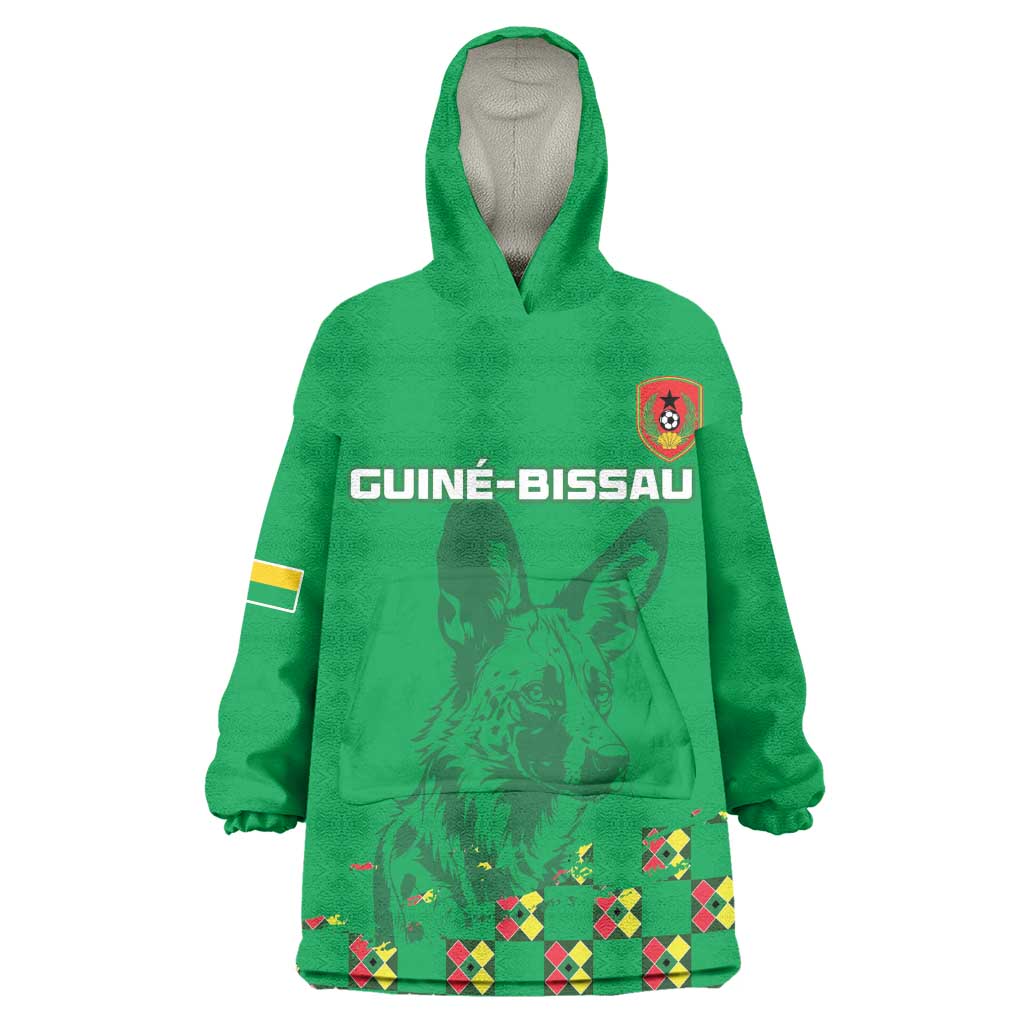 Custom Guinea Bissau Football Wearable Blanket Hoodie African Wild Dog - Go Djurtus LT15