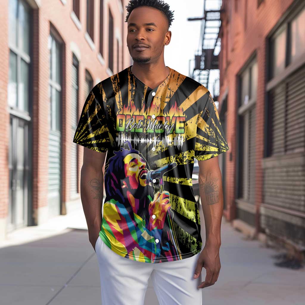 Afro-American Reggae Legend Bob Baseball Jersey One Love - Grunge Style LT15