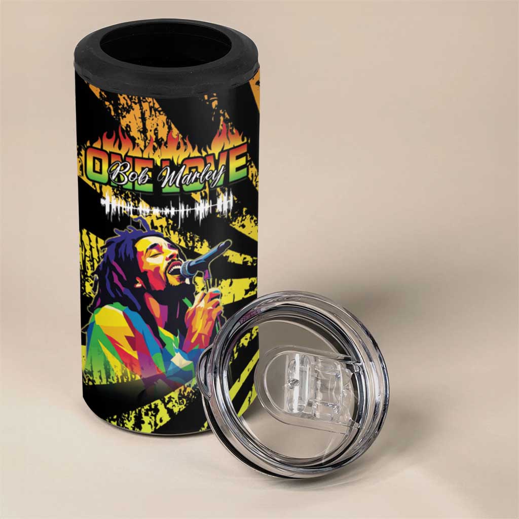 Afro-American Reggae Legend Bob 4 in 1 Can Cooler Tumbler One Love - Grunge Style LT15
