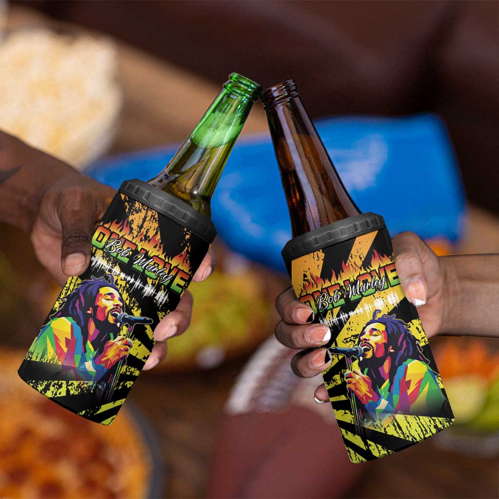 Afro-American Reggae Legend Bob 4 in 1 Can Cooler Tumbler One Love - Grunge Style LT15
