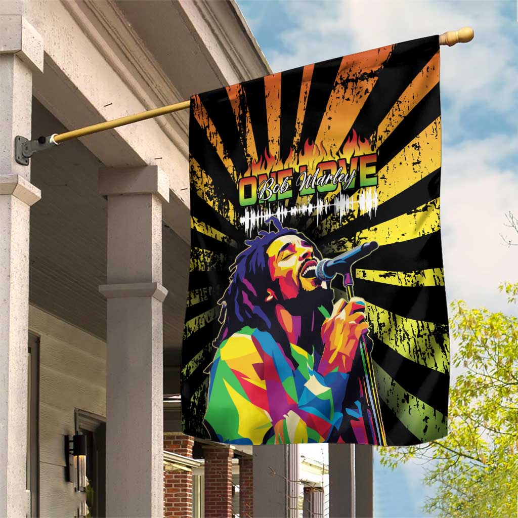 Afro-American Reggae Legend Bob Garden Flag One Love - Grunge Style LT15