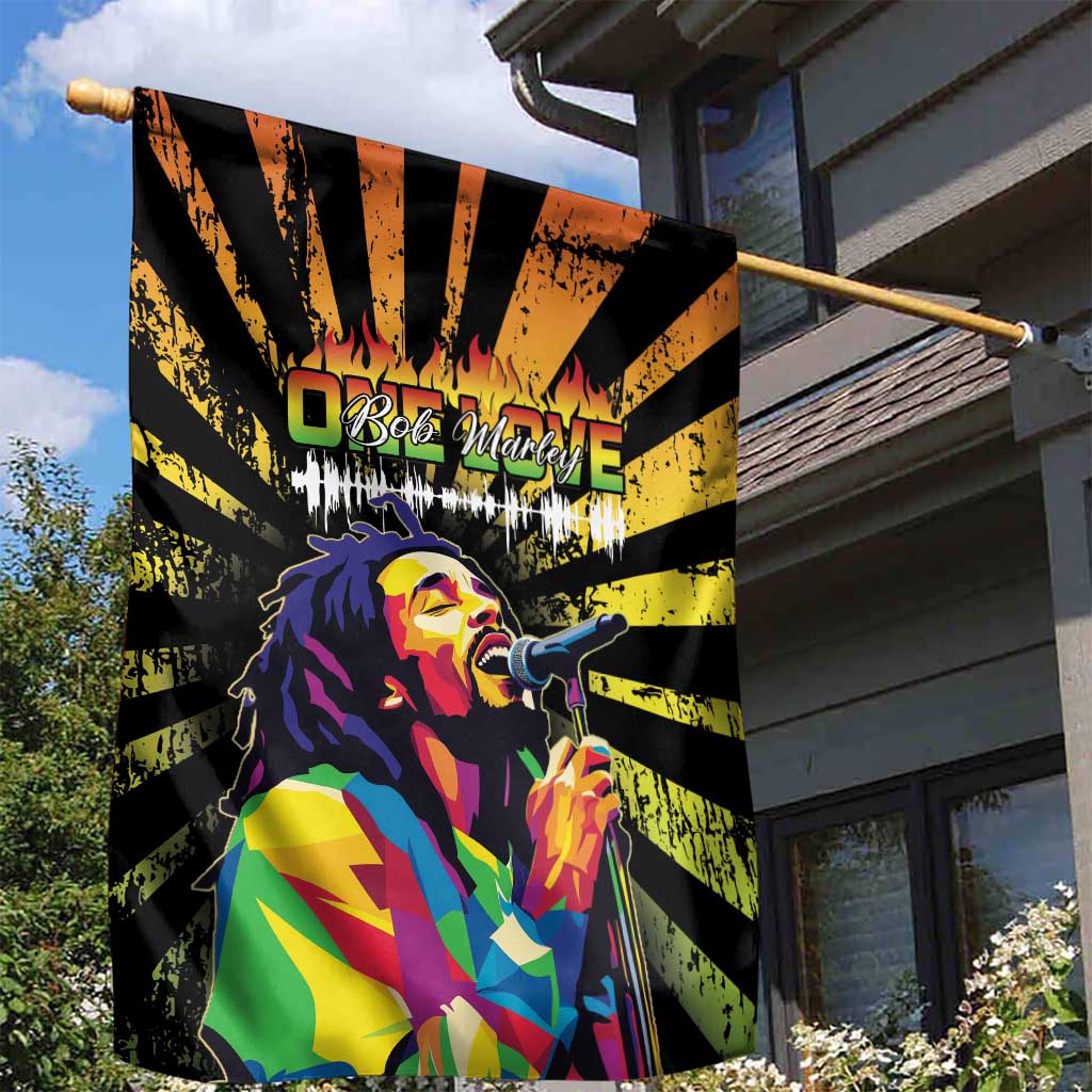 Afro-American Reggae Legend Bob Garden Flag One Love - Grunge Style LT15