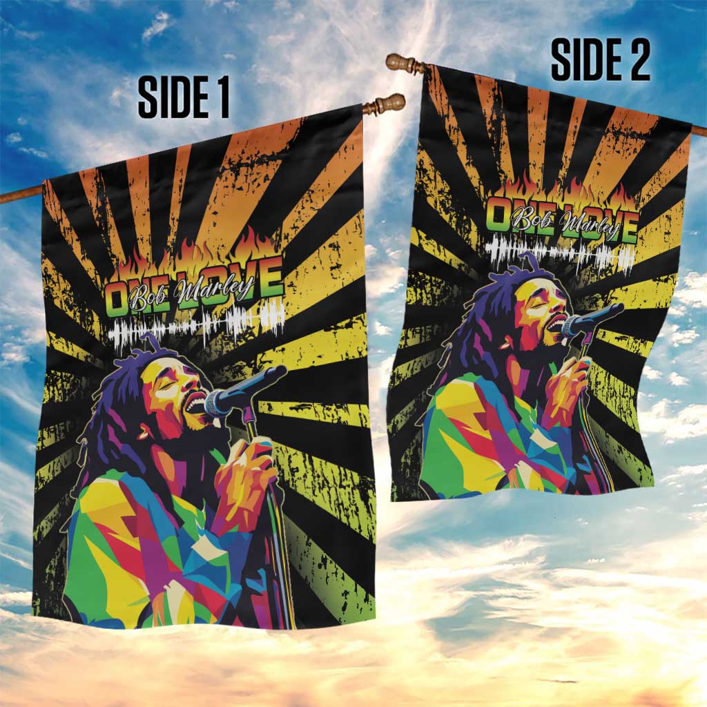 Afro-American Reggae Legend Bob Garden Flag One Love - Grunge Style LT15