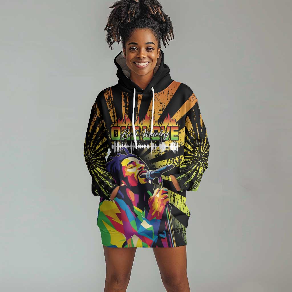 Afro-American Reggae Legend Bob Hoodie Dress One Love - Grunge Style LT15