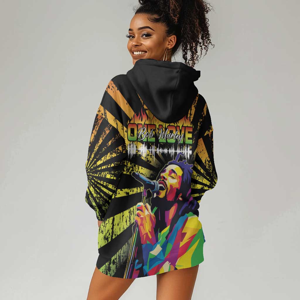 Afro-American Reggae Legend Bob Hoodie Dress One Love - Grunge Style LT15