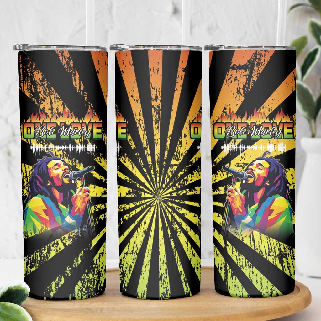 Afro-American Reggae Legend Bob Skinny Tumbler One Love - Grunge Style LT15