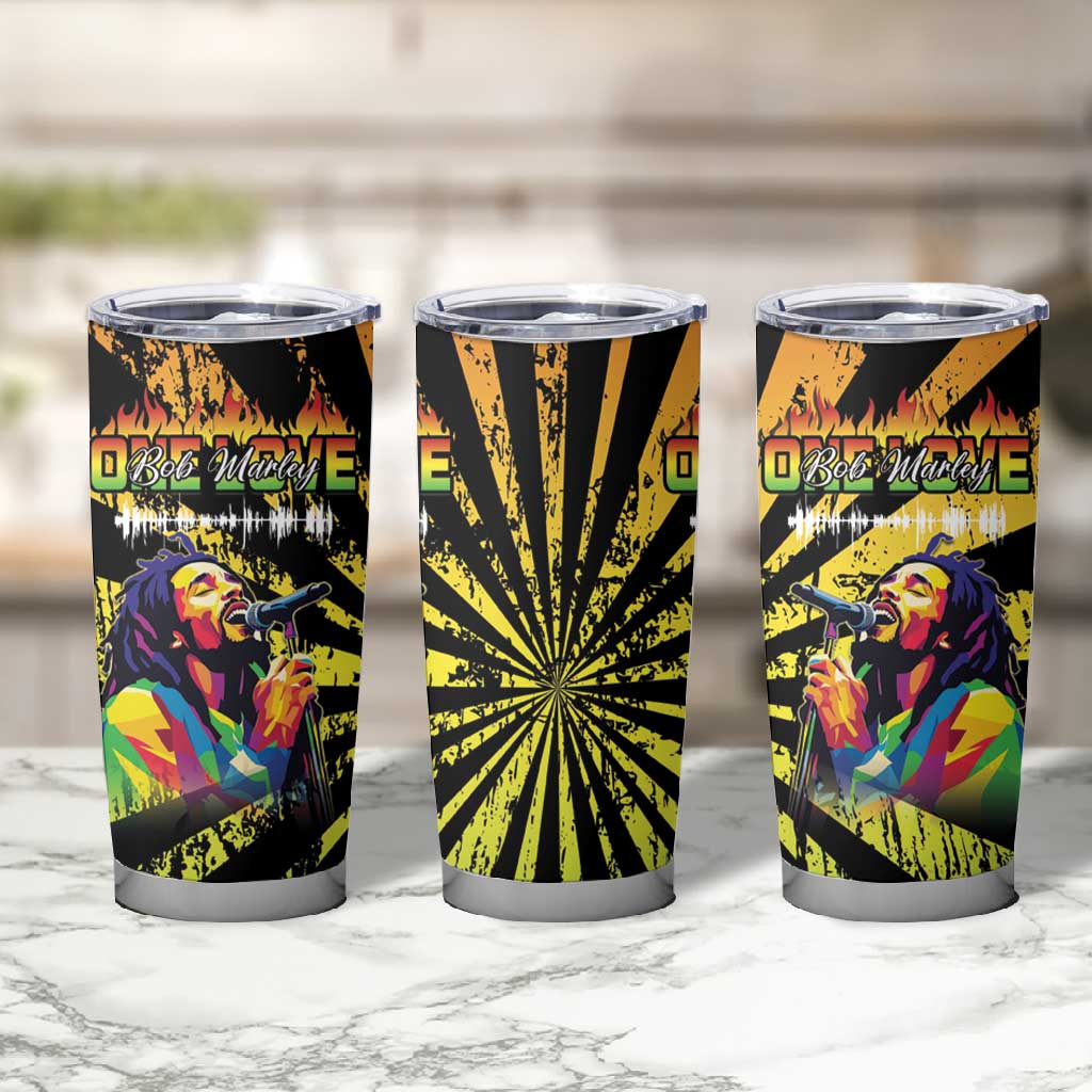 Afro-American Reggae Legend Bob Tumbler Cup One Love - Grunge Style LT15