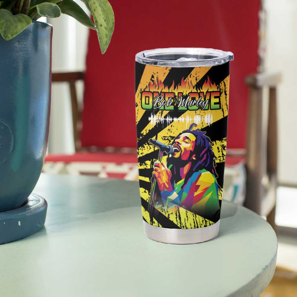 Afro-American Reggae Legend Bob Tumbler Cup One Love - Grunge Style LT15