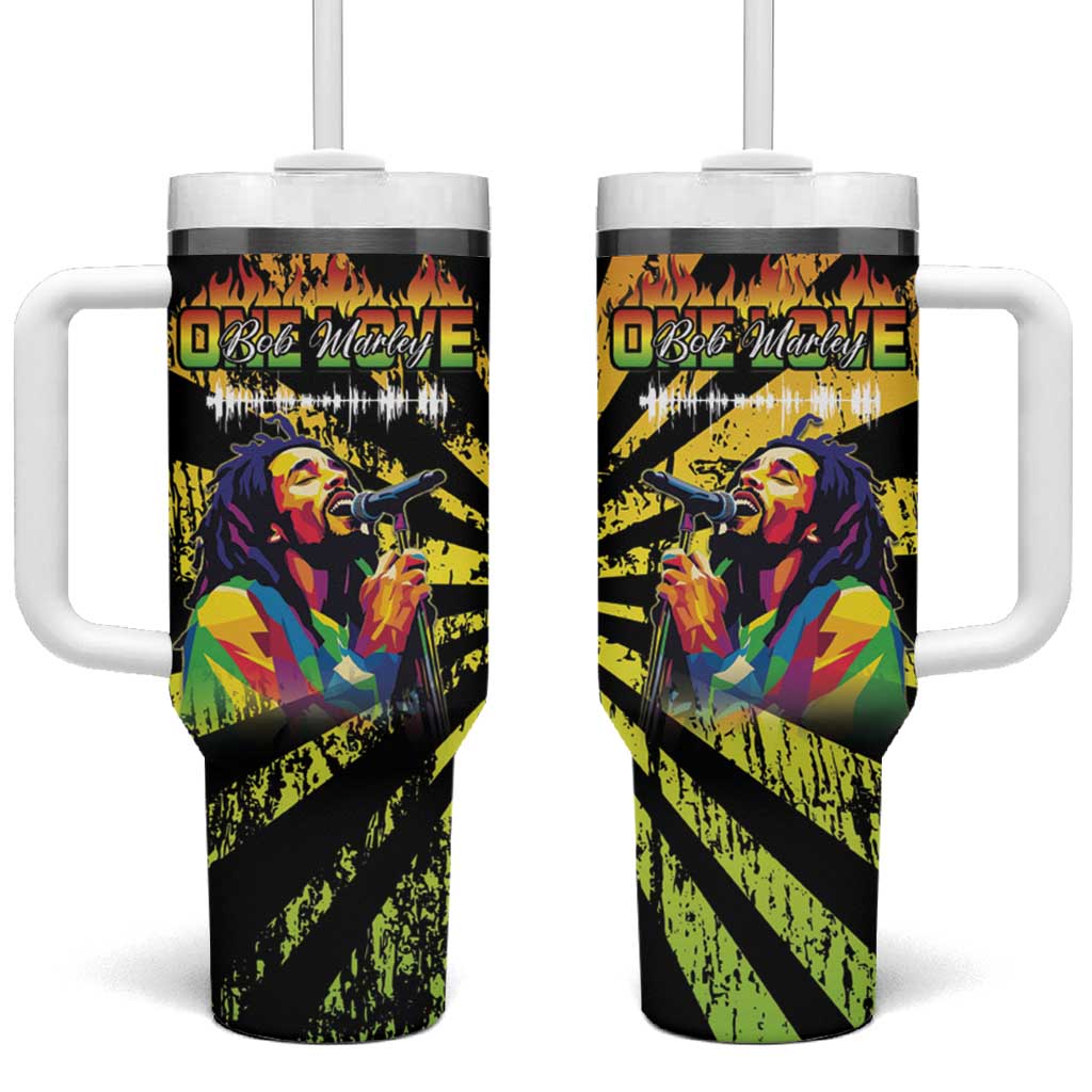 Afro-American Reggae Legend Bob Tumbler With Handle One Love - Grunge Style LT15