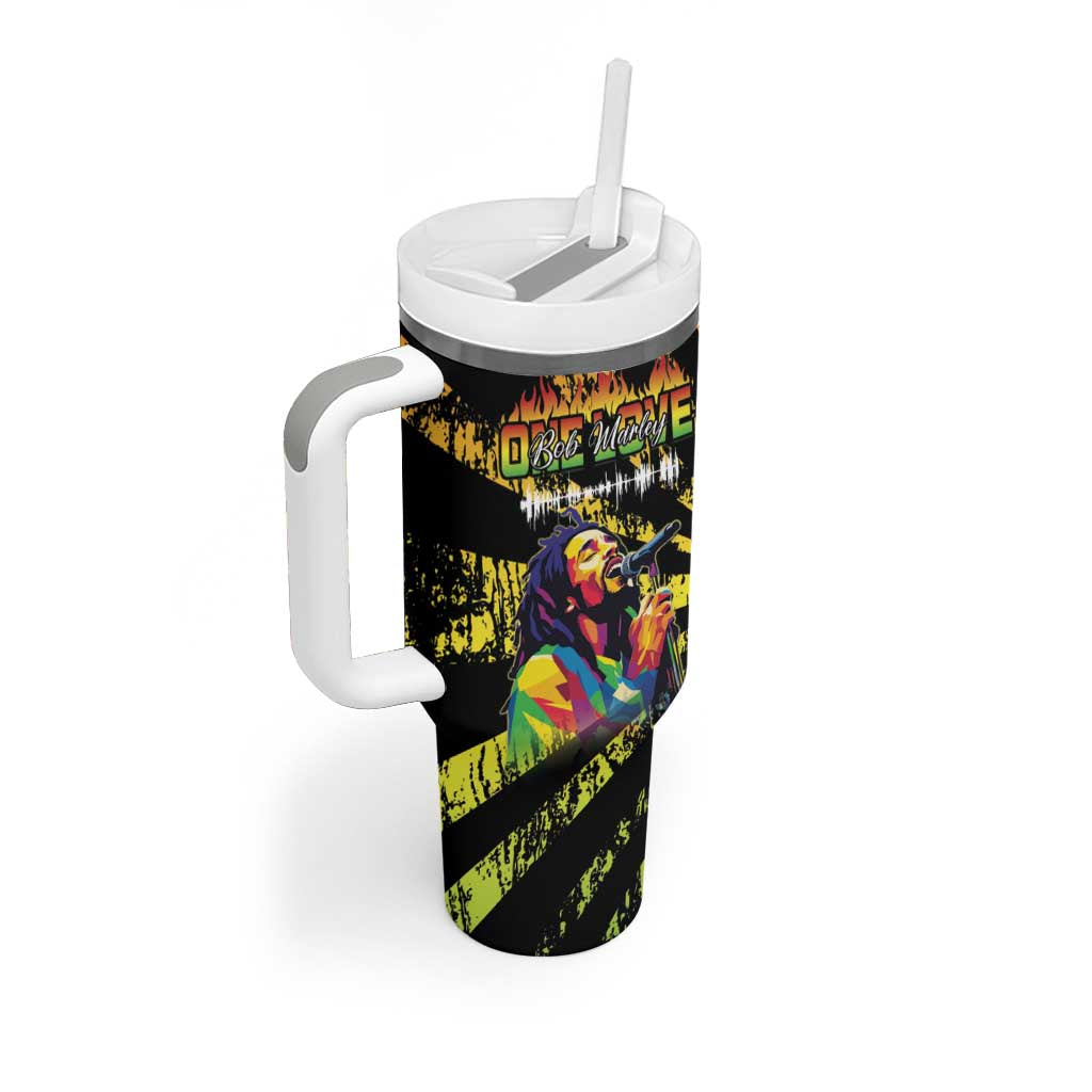 Afro-American Reggae Legend Bob Tumbler With Handle One Love - Grunge Style LT15
