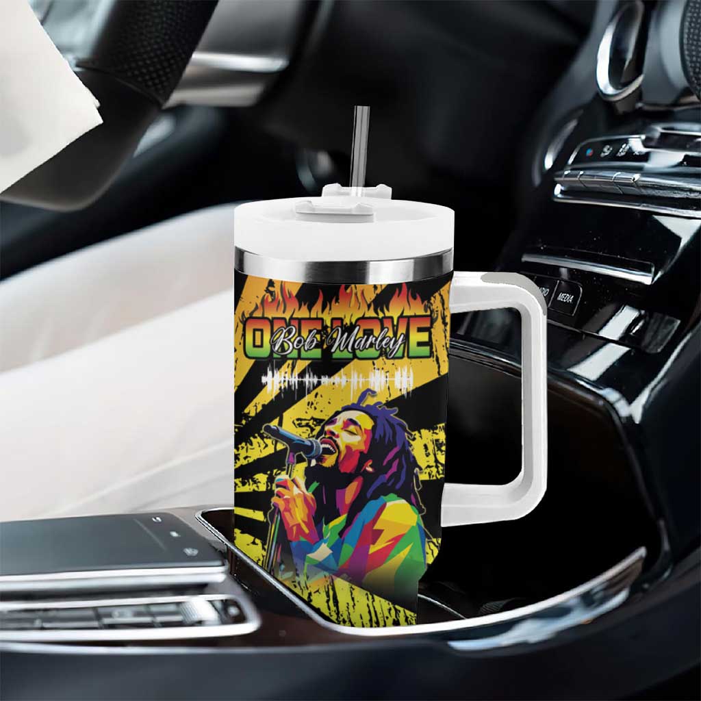 Afro-American Reggae Legend Bob Tumbler With Handle One Love - Grunge Style LT15