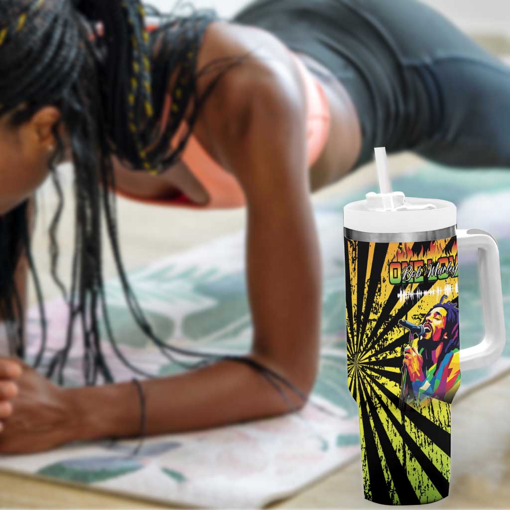 Afro-American Reggae Legend Bob Tumbler With Handle One Love - Grunge Style LT15