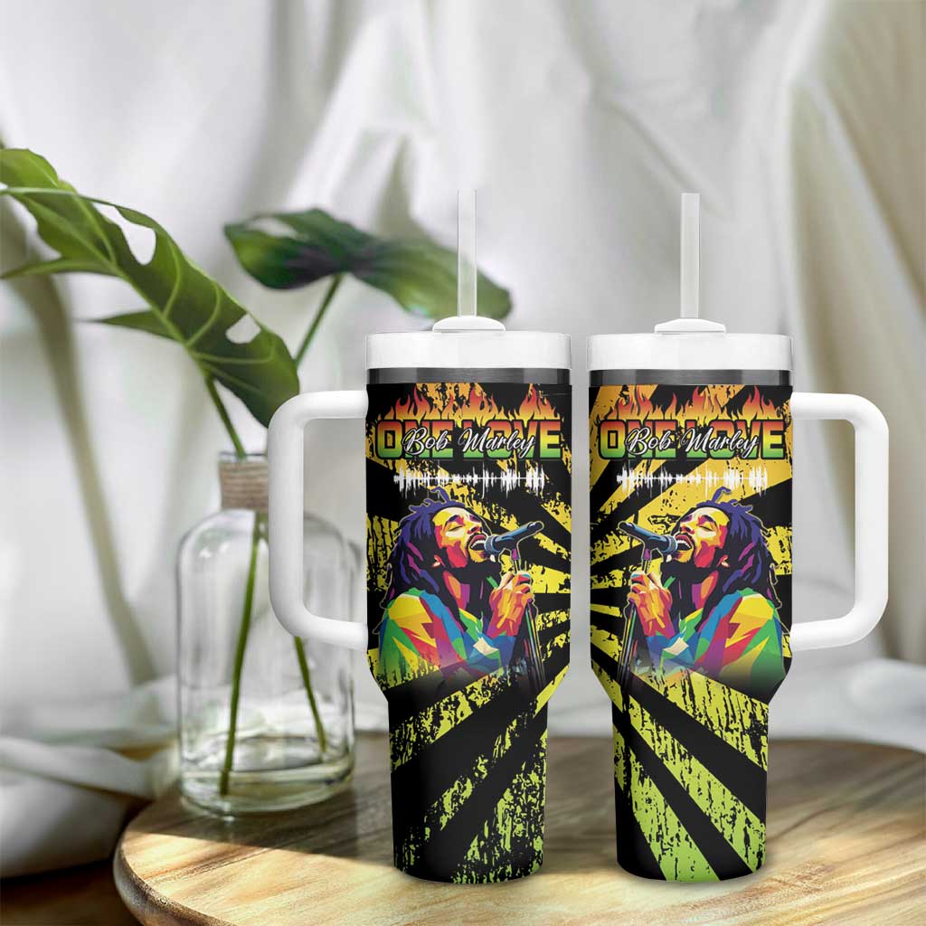 Afro-American Reggae Legend Bob Tumbler With Handle One Love - Grunge Style LT15
