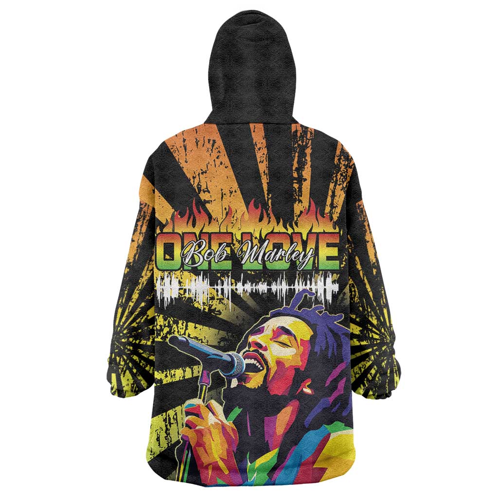 Afro-American Reggae Legend Bob Wearable Blanket Hoodie One Love - Grunge Style LT15