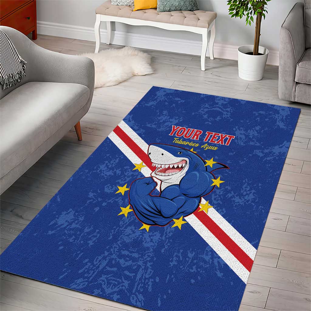 Custom Cabo Verde Football Area Rug Go Tubaroes Azuis LT15
