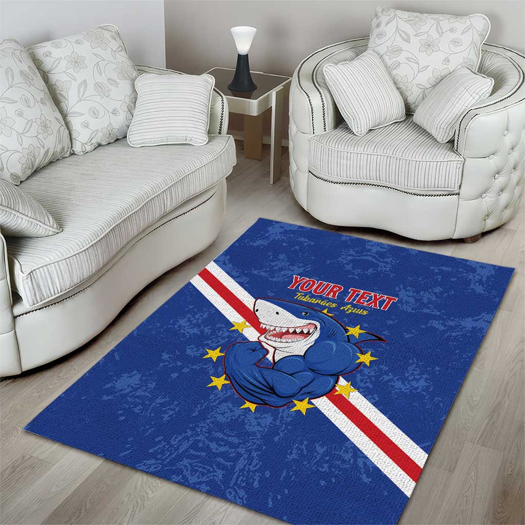 Custom Cabo Verde Football Area Rug Go Tubaroes Azuis LT15