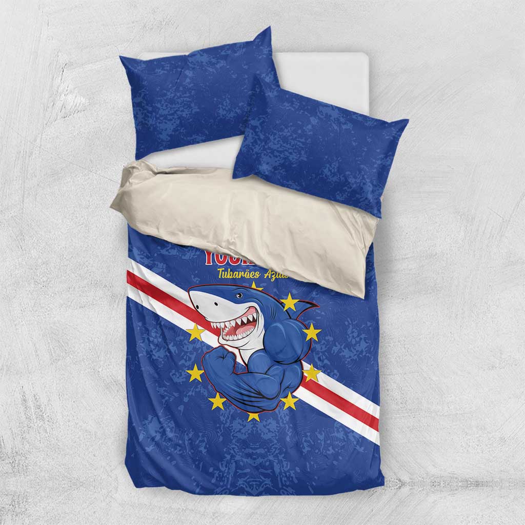 Custom Cabo Verde Football Bedding Set Go Tubaroes Azuis LT15