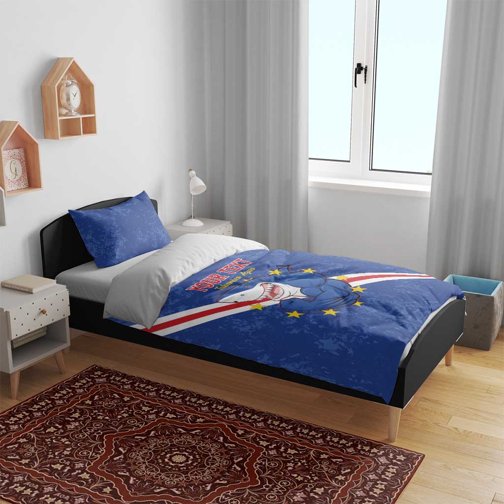 Custom Cabo Verde Football Bedding Set Go Tubaroes Azuis LT15