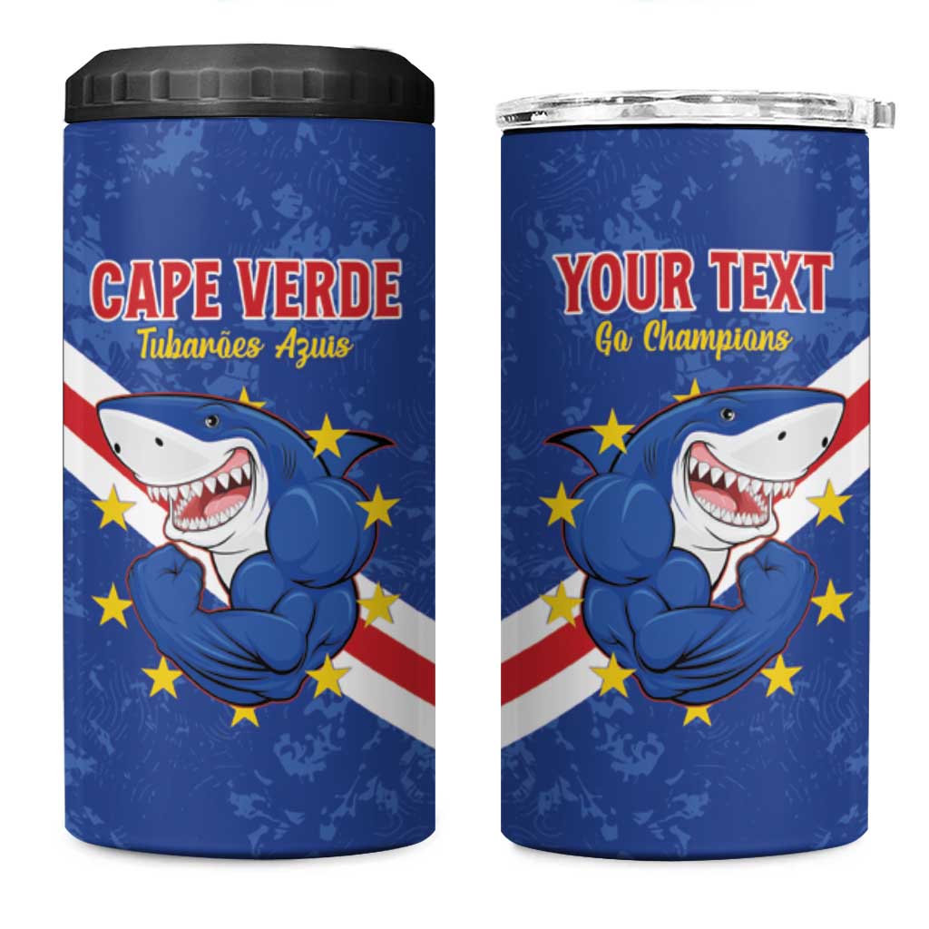 Custom Cabo Verde Football 4 in 1 Can Cooler Tumbler Go Tubaroes Azuis LT15