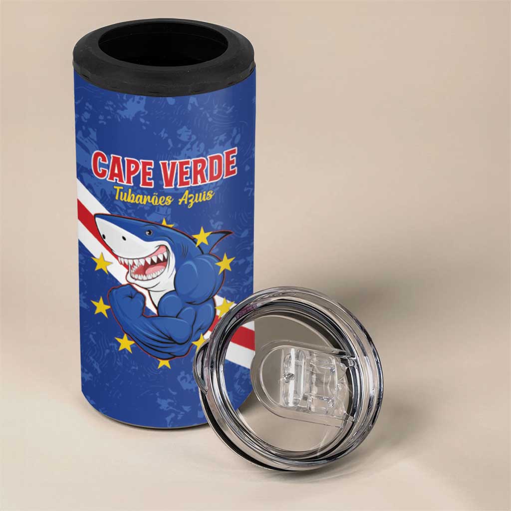 Custom Cabo Verde Football 4 in 1 Can Cooler Tumbler Go Tubaroes Azuis LT15