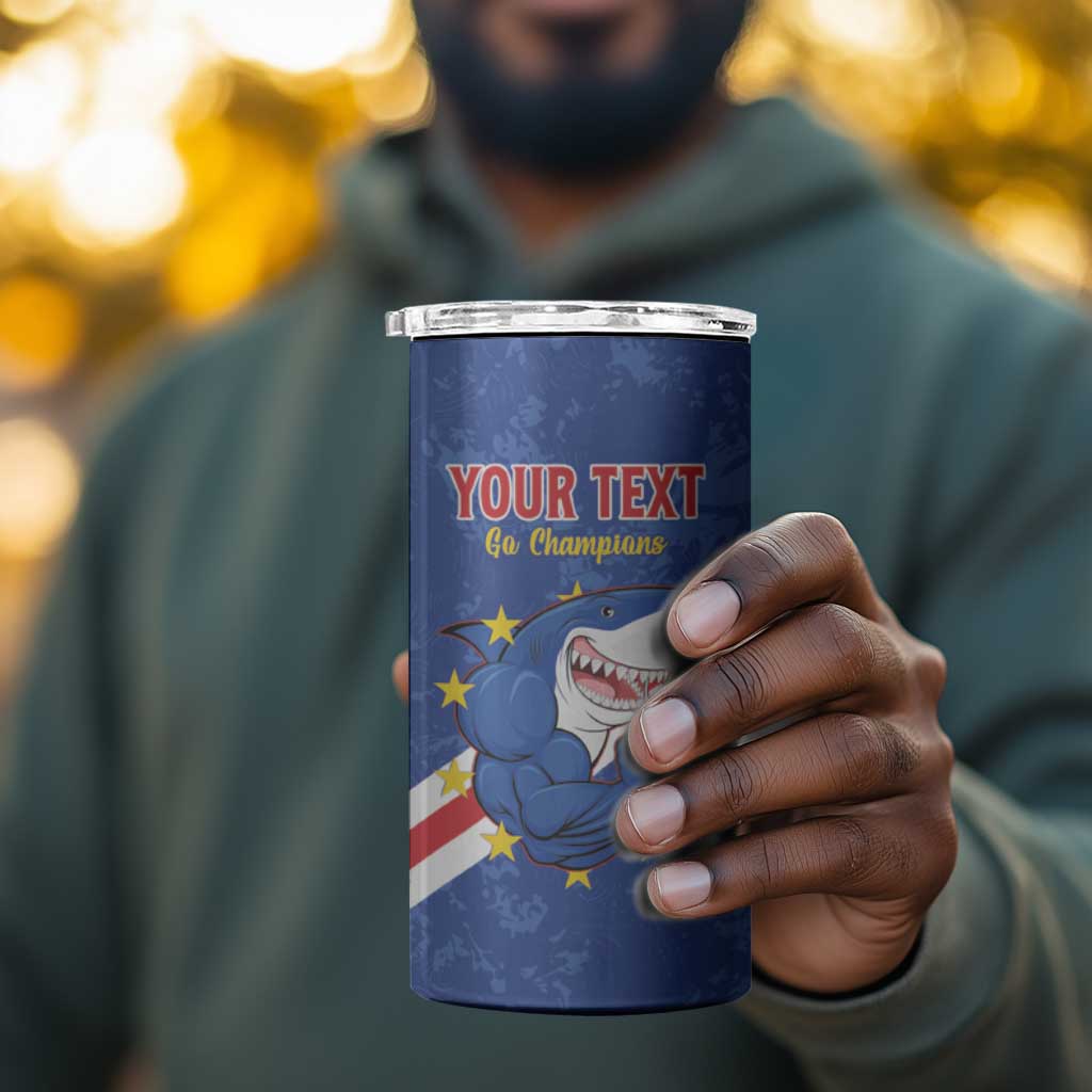 Custom Cabo Verde Football 4 in 1 Can Cooler Tumbler Go Tubaroes Azuis LT15