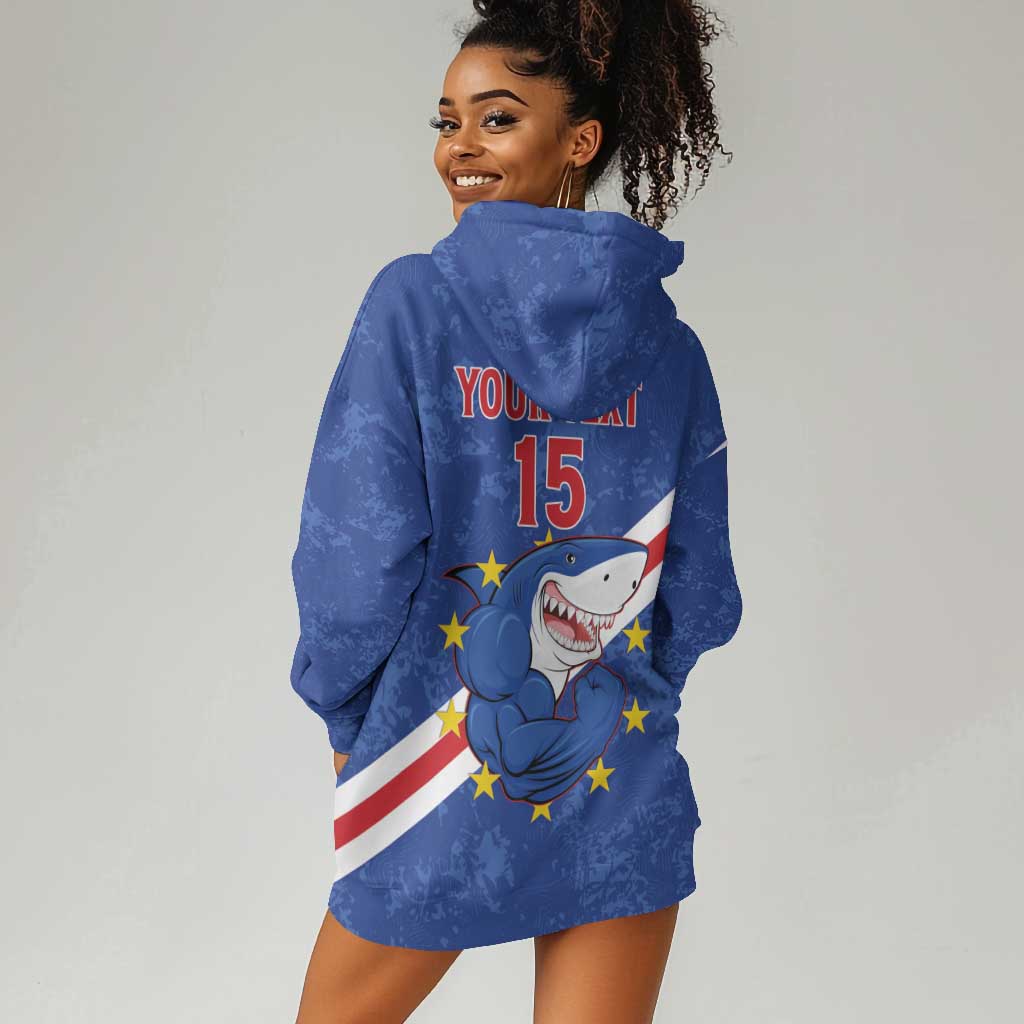 Custom Cabo Verde Football Hoodie Dress Go Tubaroes Azuis LT15