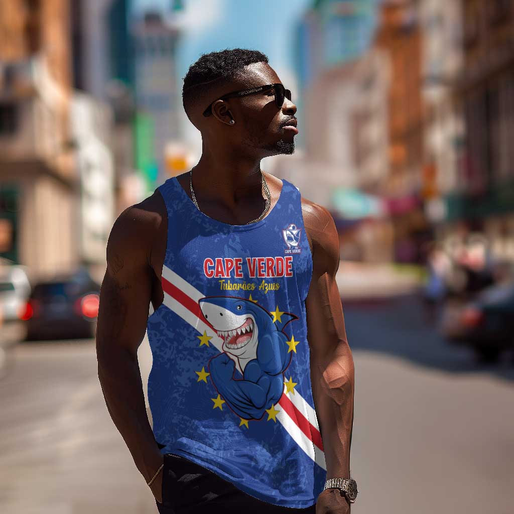 Custom Cabo Verde Football Men Tank Top Go Tubaroes Azuis LT15