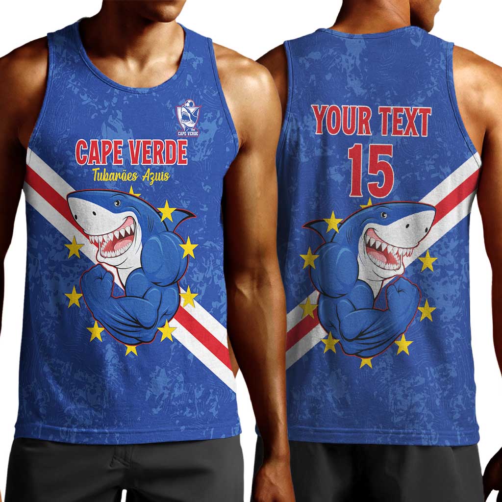 Custom Cabo Verde Football Men Tank Top Go Tubaroes Azuis LT15