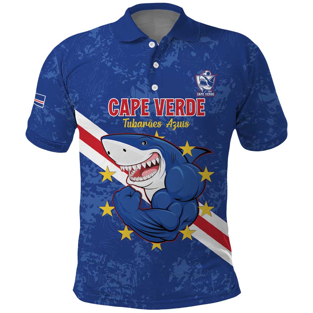 Custom Cape Verde Football Polo Shirt Go Blue Sharks LT15