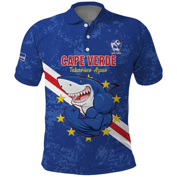 Custom Cape Verde Football Polo Shirt Go Blue Sharks LT15