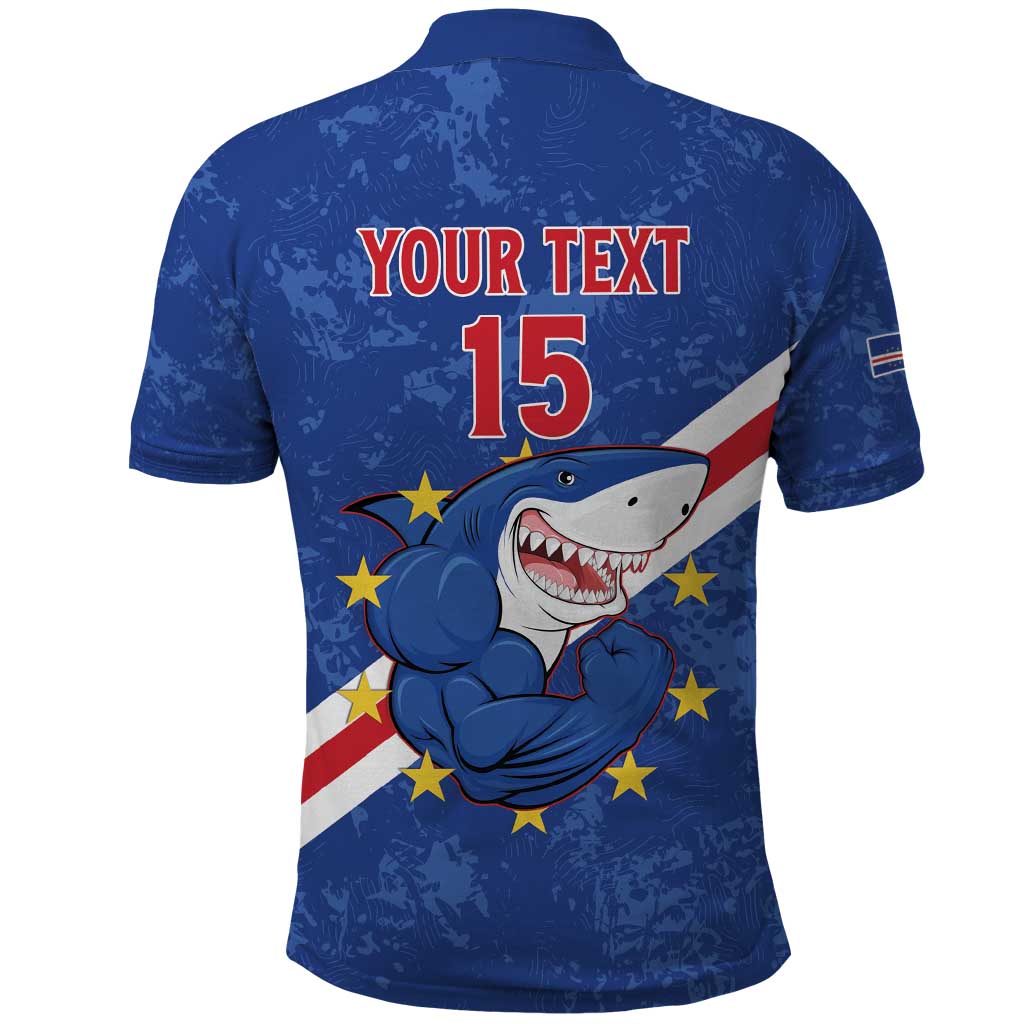 Custom Cape Verde Football Polo Shirt Go Blue Sharks LT15