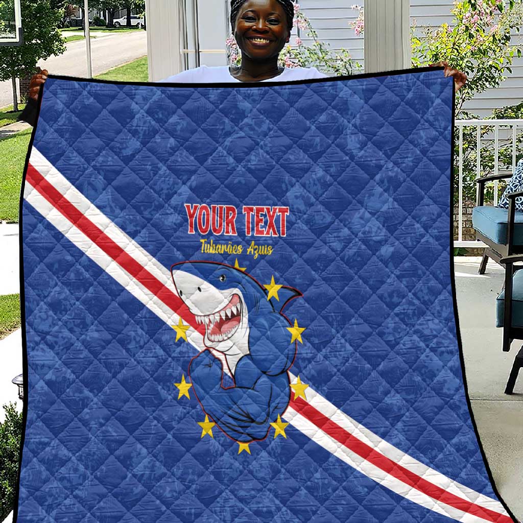Custom Cabo Verde Football Quilt Go Tubaroes Azuis LT15