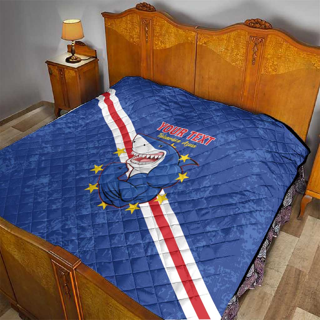 Custom Cabo Verde Football Quilt Go Tubaroes Azuis LT15