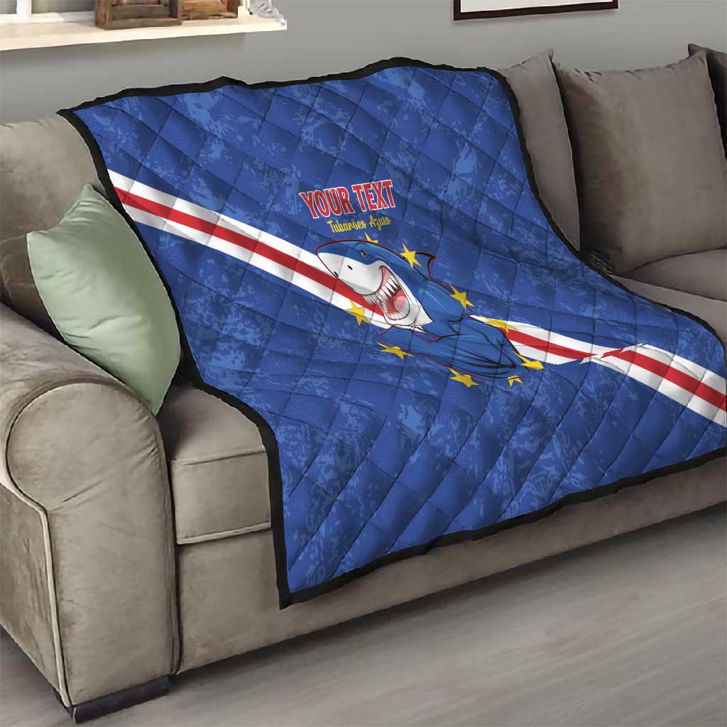 Custom Cabo Verde Football Quilt Go Tubaroes Azuis LT15