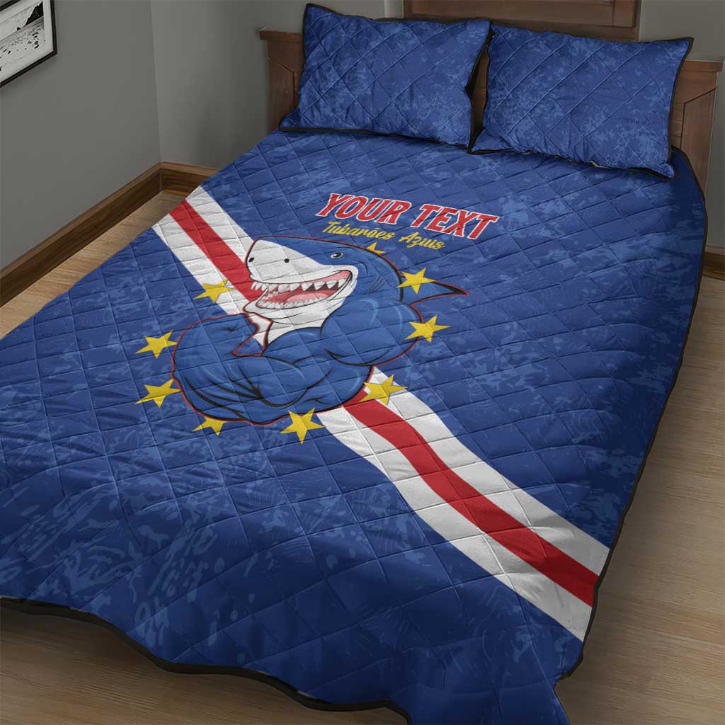 Custom Cabo Verde Football Quilt Bed Set Go Tubaroes Azuis LT15