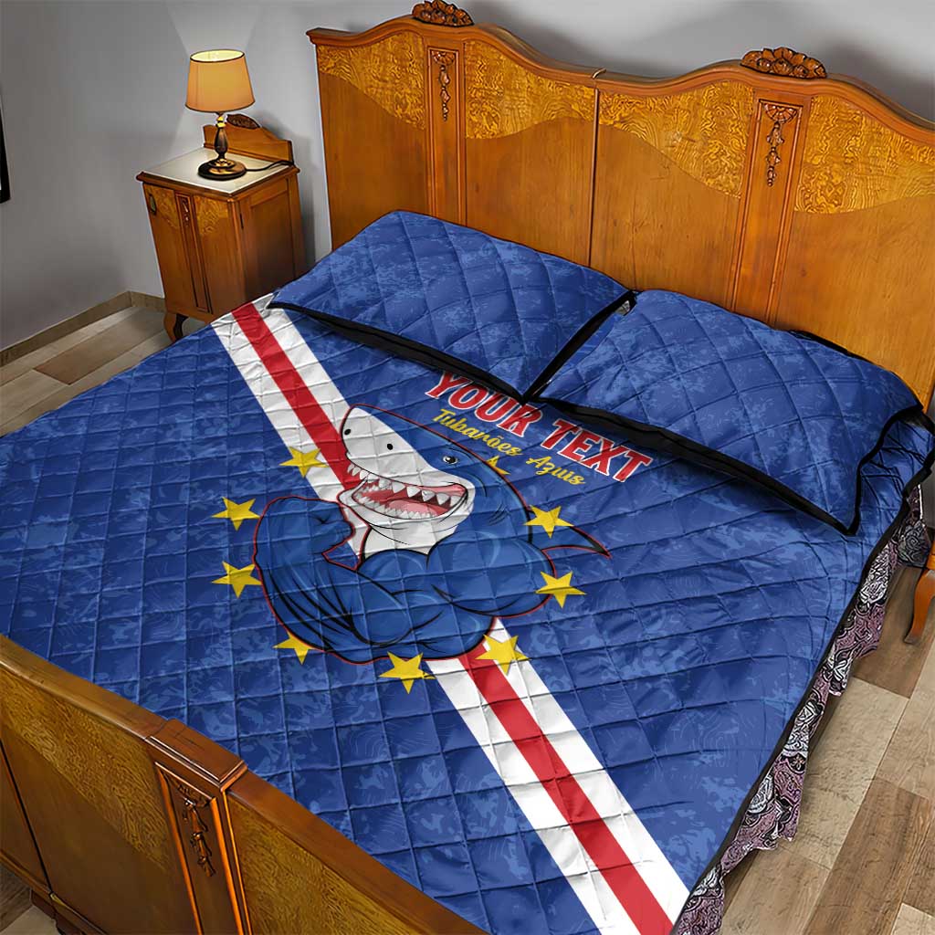 Custom Cabo Verde Football Quilt Bed Set Go Tubaroes Azuis LT15