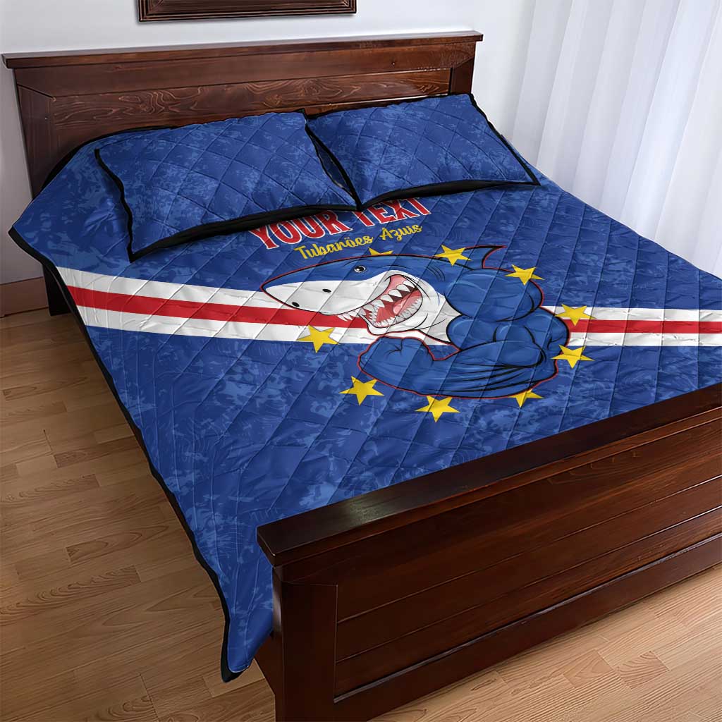 Custom Cabo Verde Football Quilt Bed Set Go Tubaroes Azuis LT15