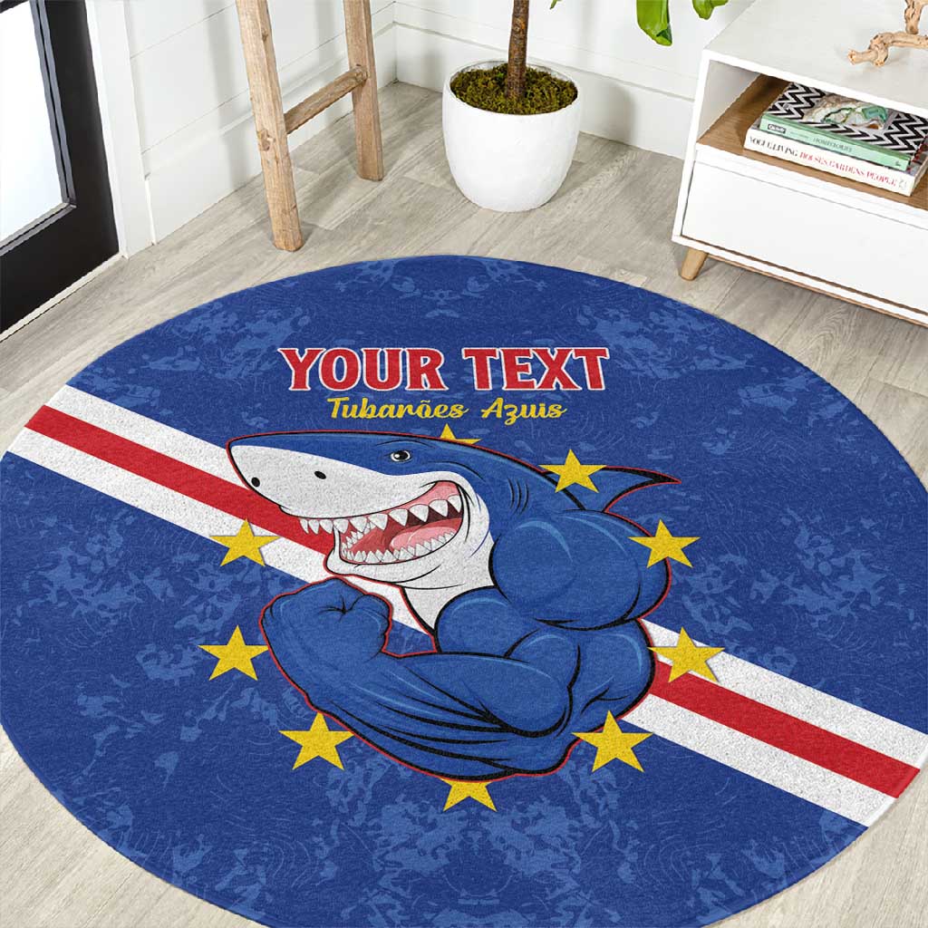 Custom Cabo Verde Football Round Carpet Go Tubaroes Azuis LT15