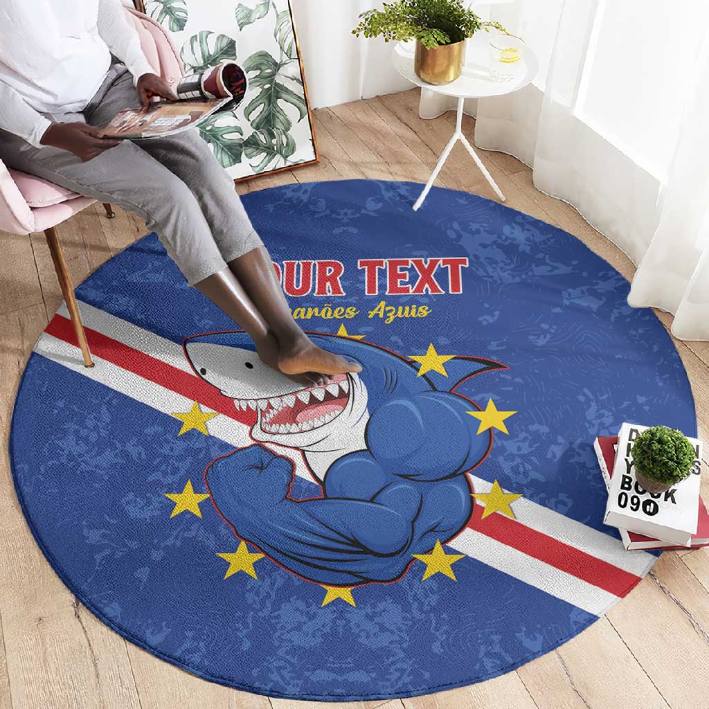 Custom Cabo Verde Football Round Carpet Go Tubaroes Azuis LT15