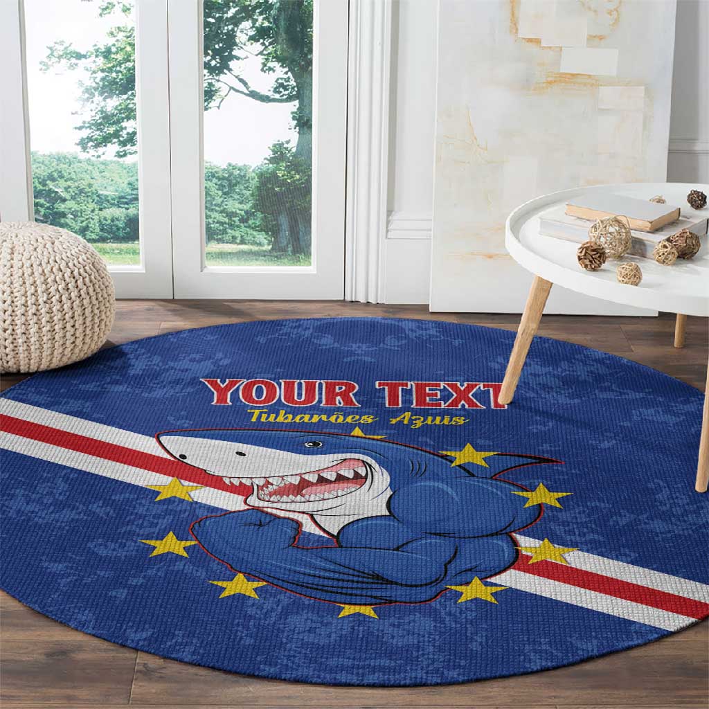 Custom Cabo Verde Football Round Carpet Go Tubaroes Azuis LT15