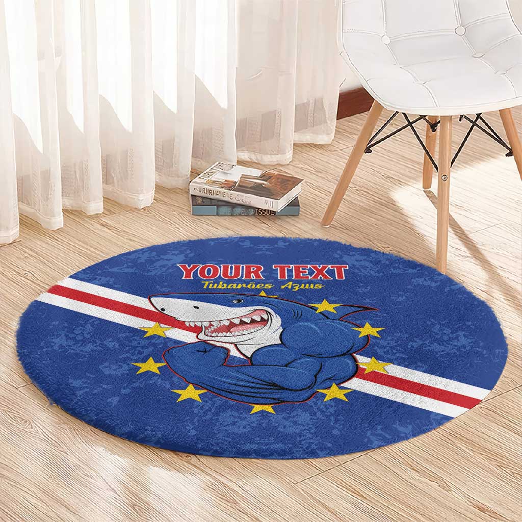 Custom Cabo Verde Football Round Carpet Go Tubaroes Azuis LT15